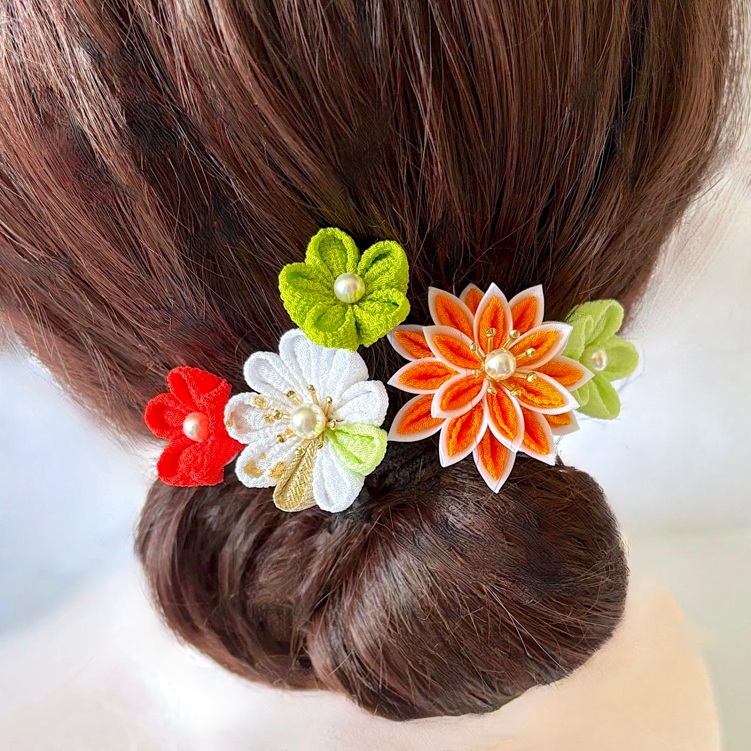 （２点限り）つまみ細工Uピン５本セット　/ いろは